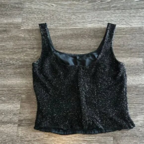 Vintage Cache Beaded 100% Silk Tank Top XS 90s Evening Party Top Embellished Y2K - Picture 3 of 10